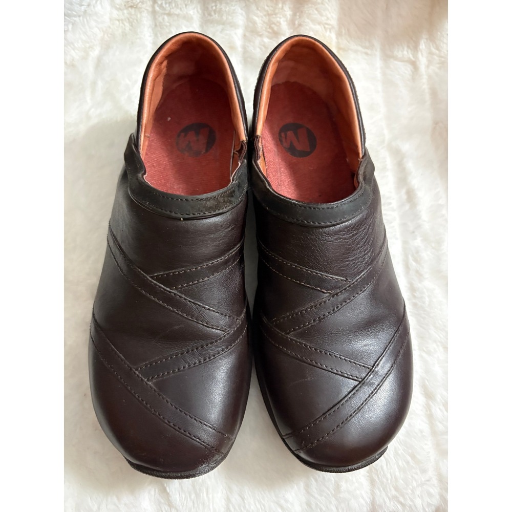 Merrell Encore Dark Brown Leather Clogs Slip On Air Cushion Shoes Mens